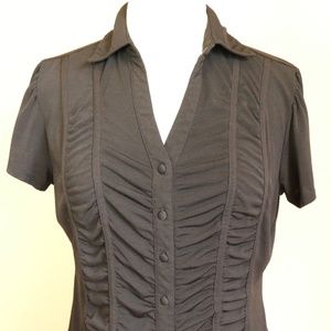 Stretchy Button Up Short Sleeve Shirt